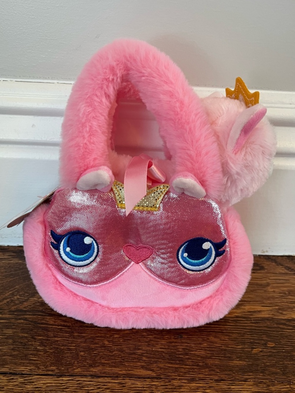 Fancy Pals Pink Plush Glitter Princess Kitty Handbag - NWT
